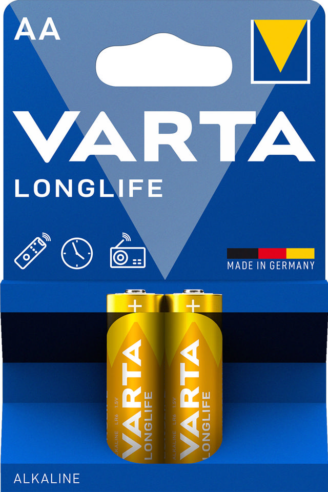 VARTA LONGLIFE ALKALINE BATTERIES AA, MIGNON LR6, 1,5V, 2-PACK