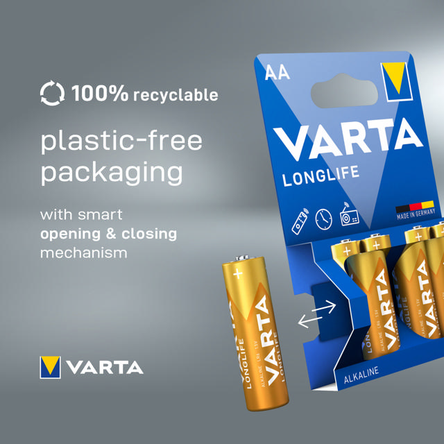 VARTA LONGLIFE ALKALINE BATTERIES AA, MIGNON LR6, 1,5V, 2-PACK