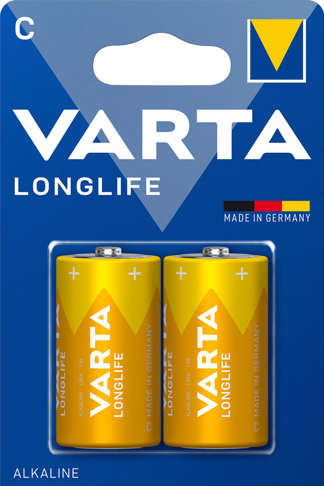 VARTA LONGLIFE ALKALINE BATTERIES C, BABY, LR14, 1,5V, 2-PACK