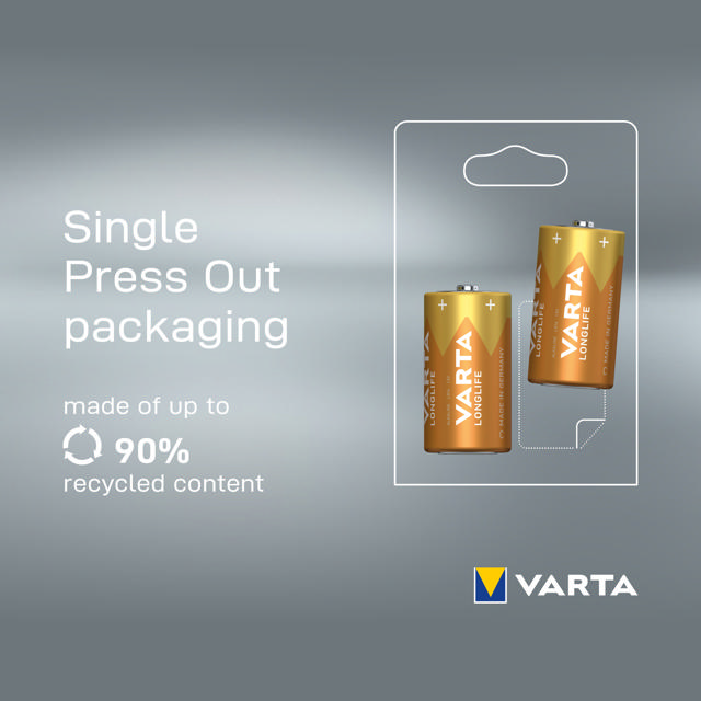 VARTA LONGLIFE ALKALINE BATTERIES C, BABY, LR14, 1,5V, 2-PACK