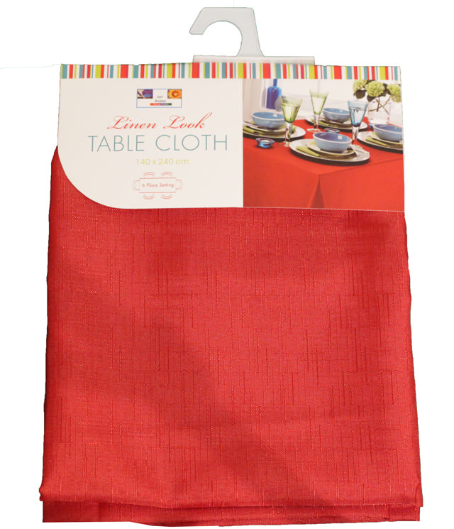 LINEN LOOK TABLECLOTH 140X240CM 4 ASSORTED COLORS