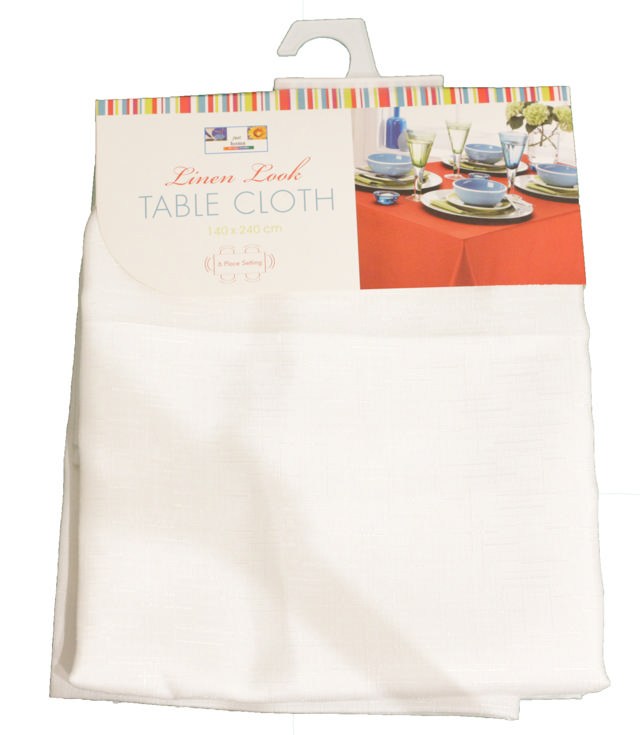 LINEN LOOK TABLECLOTH 140X240CM 4 ASSORTED COLORS