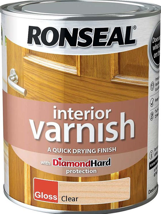 RONSEAL® INTERIOR VARNISH QUICK DRYING DIAMOND HARD - GLOSS CLEAR 0.75L