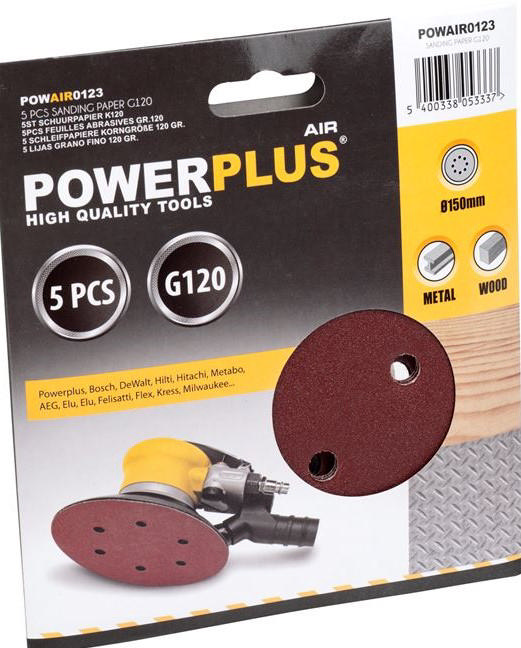 POWERPLUS POWAIR0123 5X SANDING DISC 150 G120