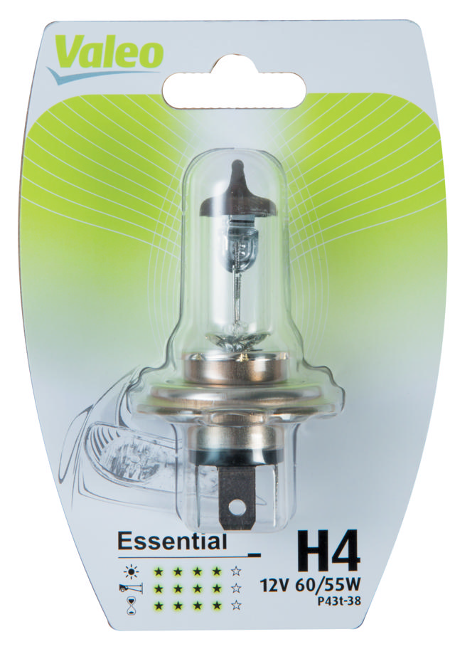 VALEO ΛΑΜΠΑ H4 ESSENTIAL 12V 55/60W BLISTER x 1