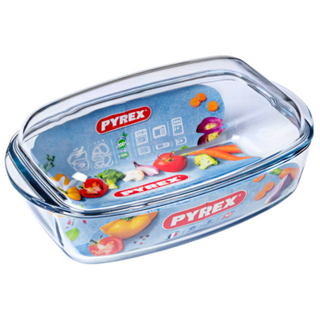 PYREX 466A000 ESSENTIALS ΓΥΑΛΙΝΗ ΟΡΘΟΓΏΝΙΑ ΚΑΤΣΑΡΌΛΑ ΜΕ ΚΑΠΆΚΙ 4,3L + 2,2L