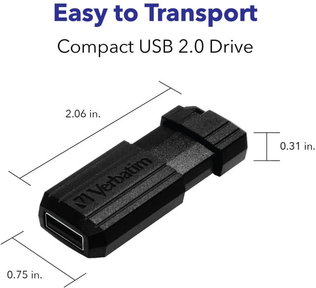 VERBATIM 64GB PINSTRIPE USB DRIVE BLACK