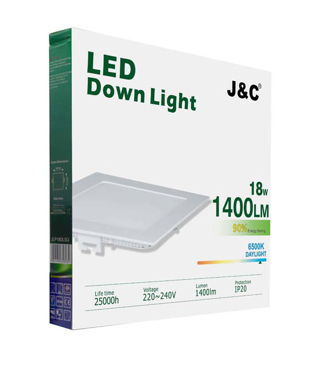 J&C LED 18W RECESSED SQUARE PANEL 6500K 225MM 