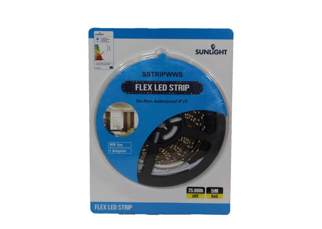 SUNLIGHT LED 4.8W/M FLEXIBLE STRIP 5-METER SET 3000K 