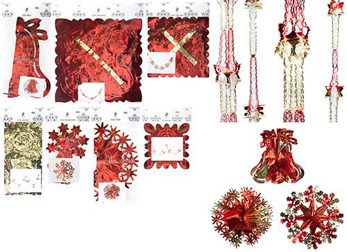 CHRISTMAS FOIL DECORATION IN RED/GOLD