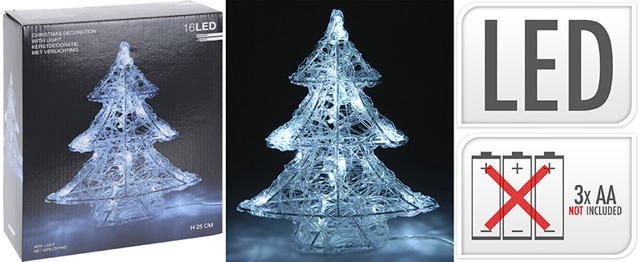 XMAS TREE 25CM 16LED WHITE