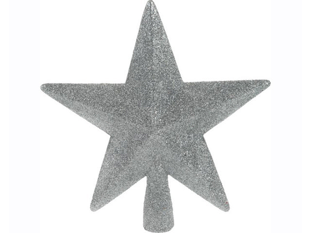 XMAS TREE TOP STAR 19CM SILVER GLITTER