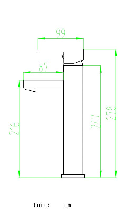 PLUIE RECTA WASH BASIN MIXER 27.8CM