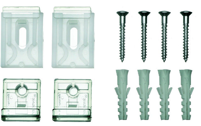 MIRROR CLIPS WITH SCREWS PVC CLEAR 4PCS