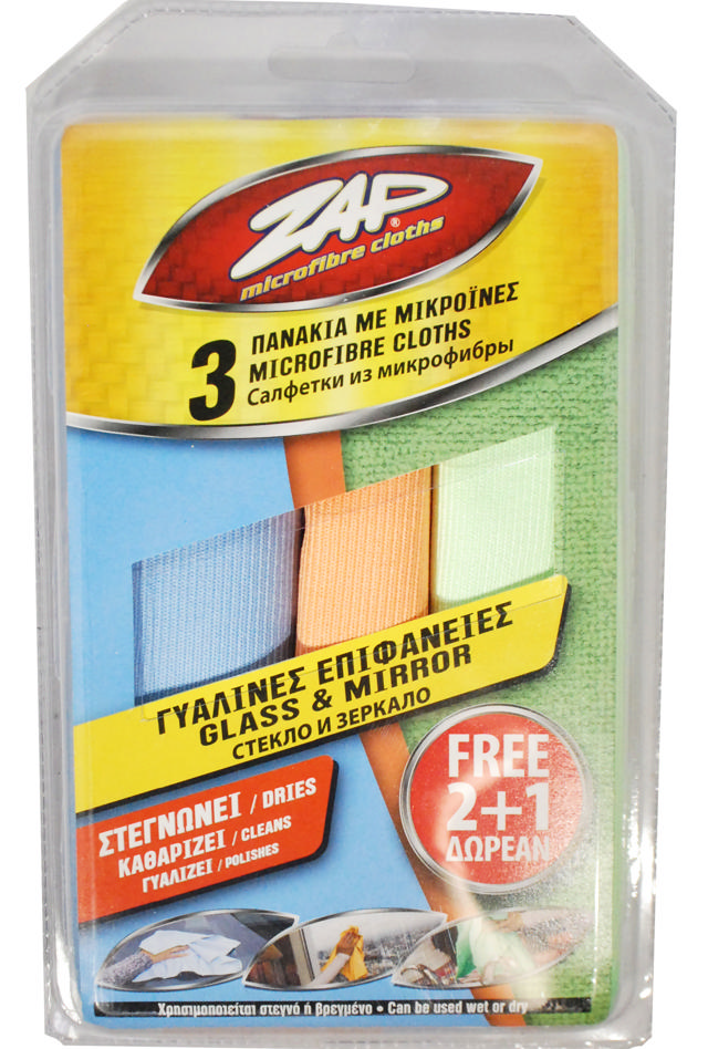 ZAP MICROFIBER 2+1 GLASS&MIRROR 38X38 CM