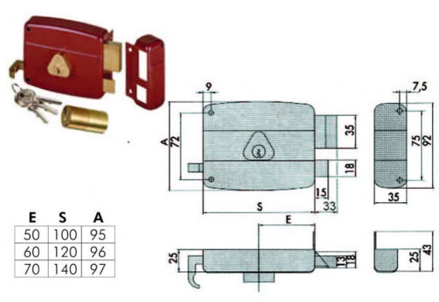 CISA DOOR LOCK RIGHT 50MΜ