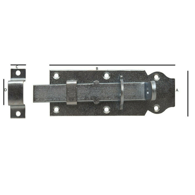 DOOR BOLT WITH STAPLE GALVANIZED 14CM