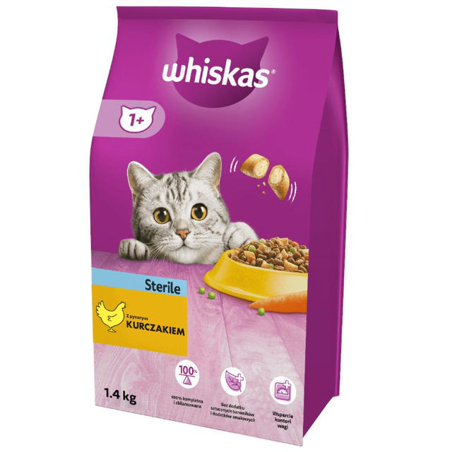 WHISKAS DRY CAT FOOD STERILE 1.4KG