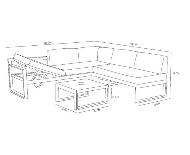 EMILIA CORNER 3PCS SOFA SET 213X69X62CM - WHITE