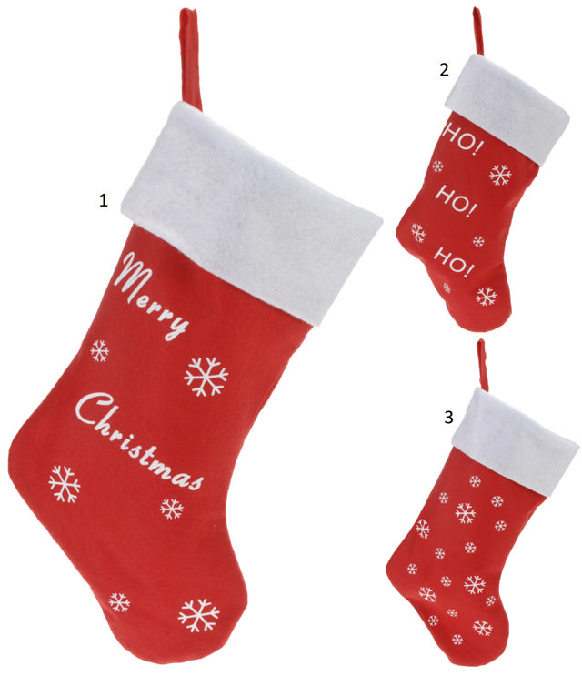 STOCKING FELT 43CM 3 ASSORTED DESIGNS