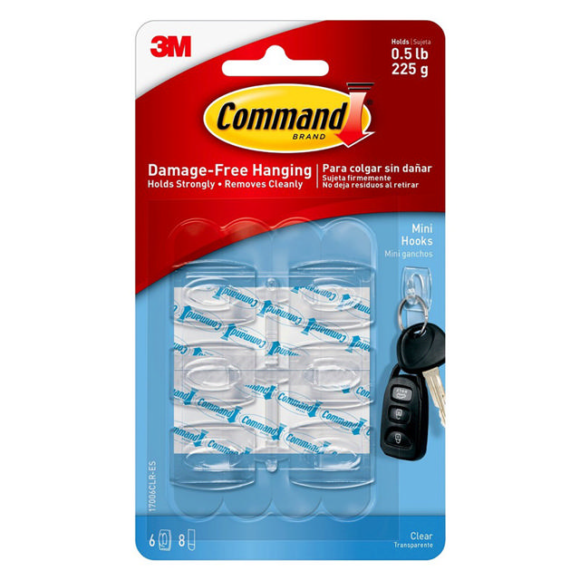 3M COMMAND HOOKS 225GR P6. CLEAR