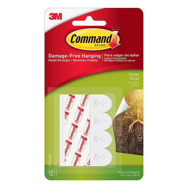 3M COMMAND SM POSTER STRIPS P12-WHITE