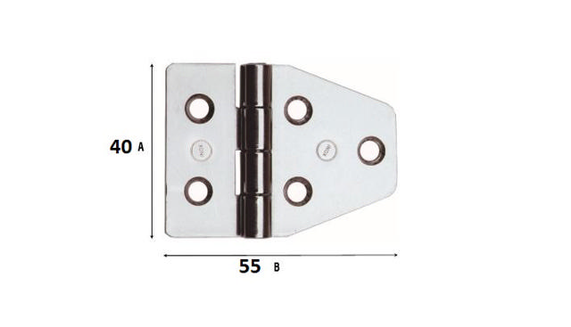 2PCS INOX HINGES 852 40X55