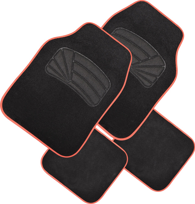 GEAR&GO SHC CARPET CAR MAT 4PCS BLACK/RED