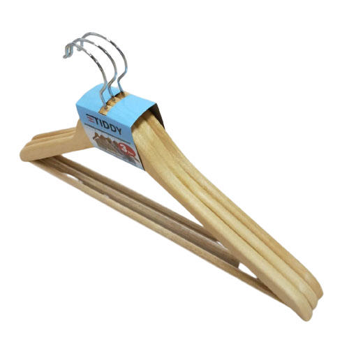 WOODEN HANGERS 3PCS PVC NATURAL