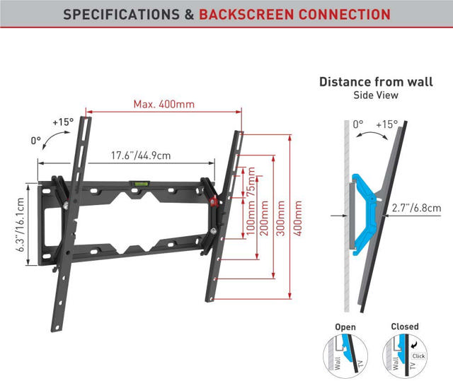 BARKAN TILTED TV BRACKET UP TO 56''