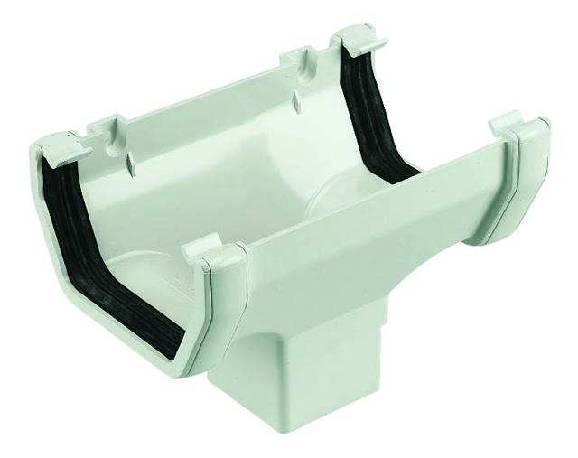 FLOPLAST 114MM SQUARE GUTTER RUNNING OUTLET