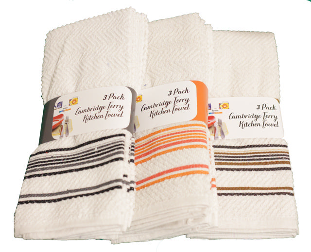 KITCHEN TOWEL CAMBRIDGE TERRY 3PCS 3 ASSORTED COLORS