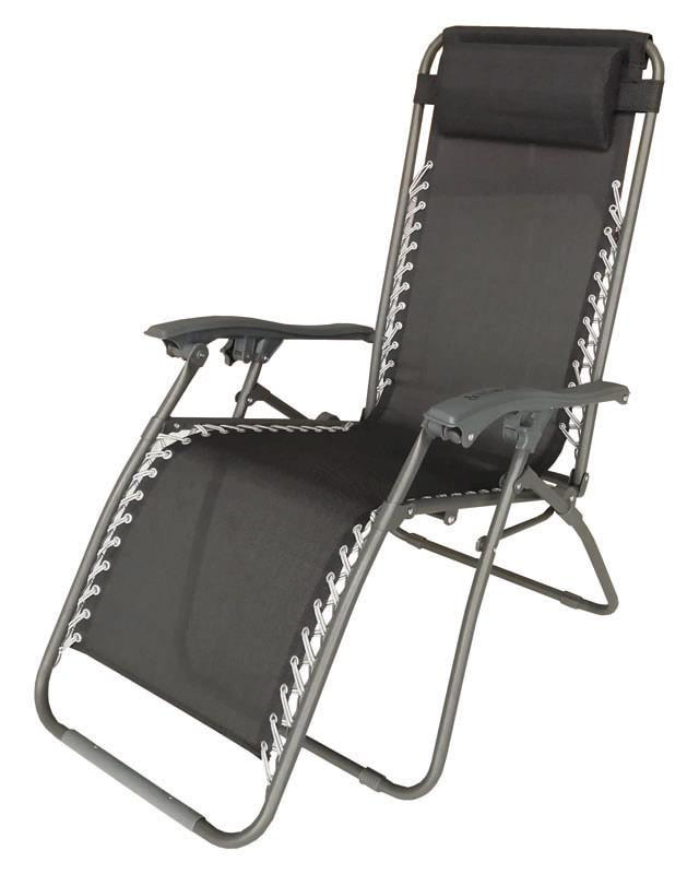 ARIEL FOLDING LOUNGE CHAIR WITH PILLOW BLACK