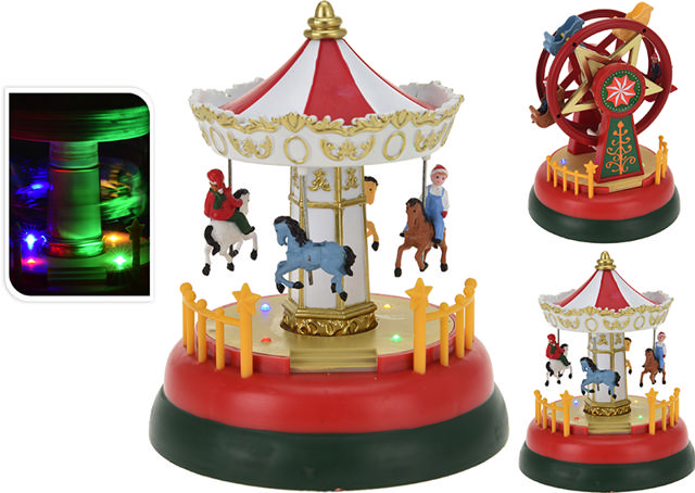 CHRISTMAS CARROUSEL FERRIS WHEEL 2 ASSORTED DESIGNS