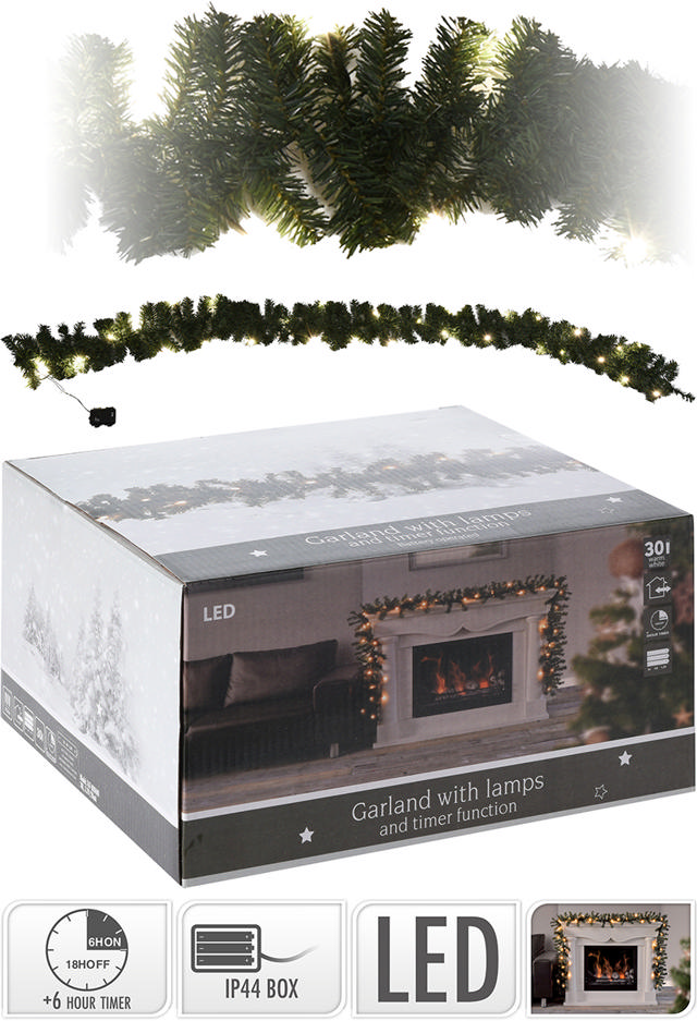 XMAS GARLAND 30LED 270CM TIMER