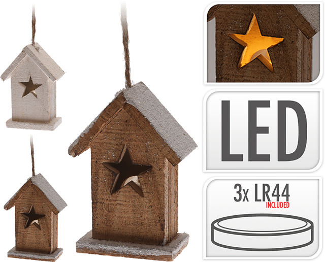 XMAS HOUSE HANGDECO 15CM LED