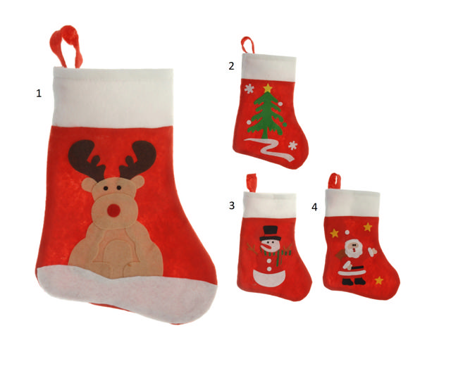 CHRISTMAS STOCKING FELT 4 ASSORTED DESIGNS