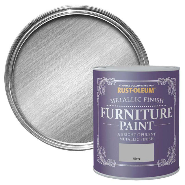 RUST-OLEUM SILVER METALLIC FURNITURE PAINT 750ML