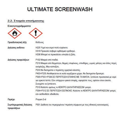 AUTOGLYM SWAS500 ULTIMATE SCREENWASH 500ML