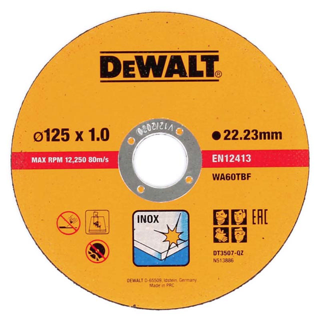 DEWALT DT3507-QZ CUTTING DISC INOX 125MM 10PCS