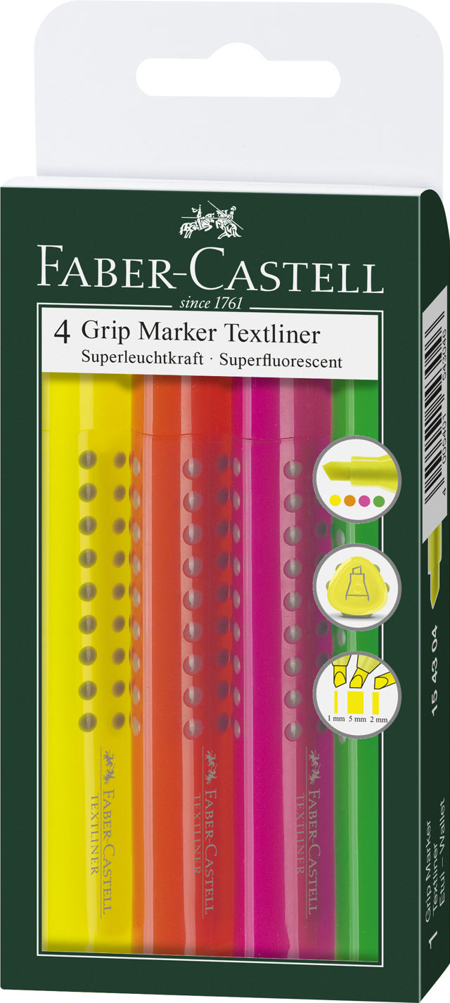 FABER CASTELL 154304 ΜΑΡΚΑΔΟΡΟΙ ΥΠΟΓΡΑΜΙΣΣΗΣ GRIP 4PCS