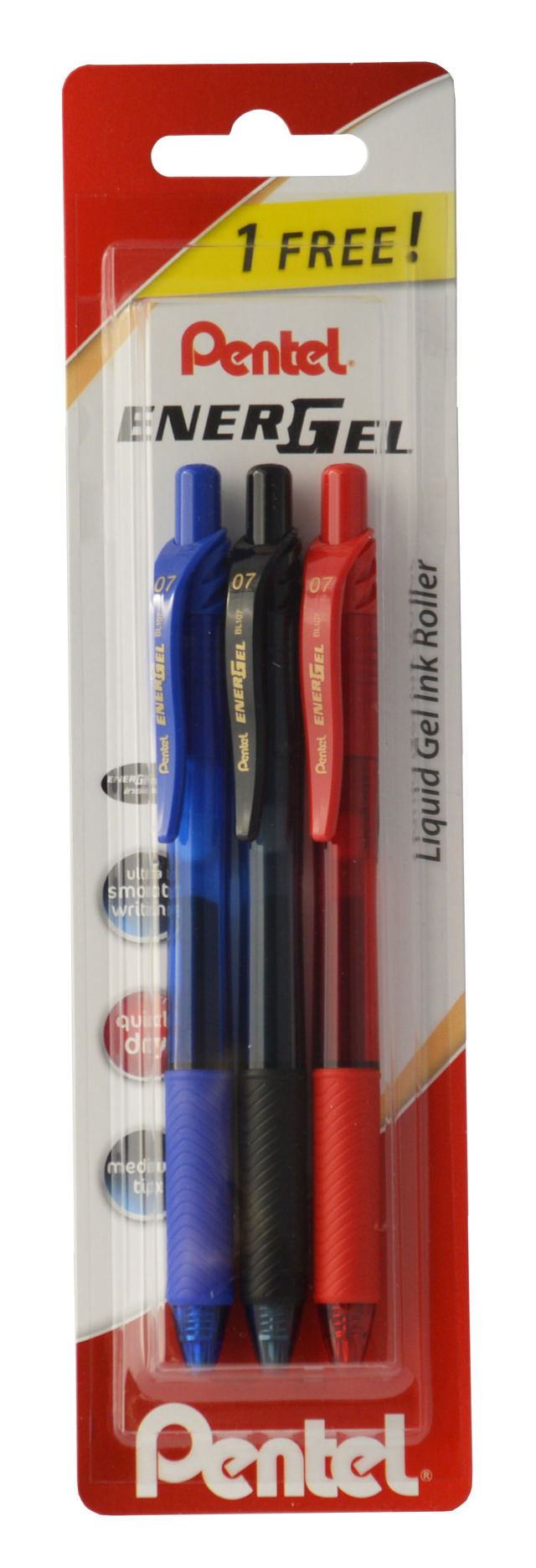 PENTEL BL107/3-ABC ENEGEL X GEL ROLLER PEN BLUE/ RED/ BLACK