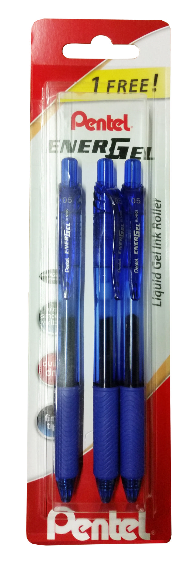 PENTEL BLN105/3-C ENERGEL X GEL ROLLER PEN 0.5MM BLUE