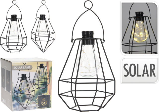 SOLAR BULB LANTERN 8WW LED 2 ASSORTED DESIGNS