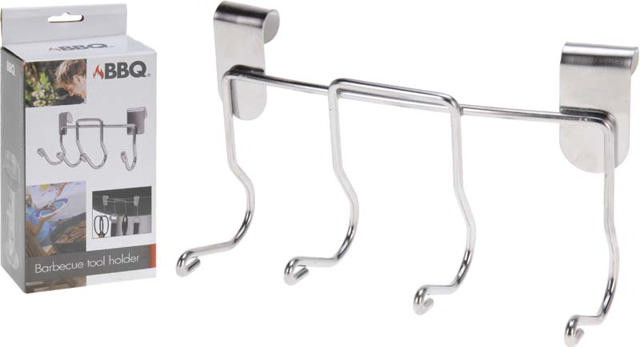 BBQ TOOL HOLDER WITH 4 HOOKS H10.5XW21XD6.5CM