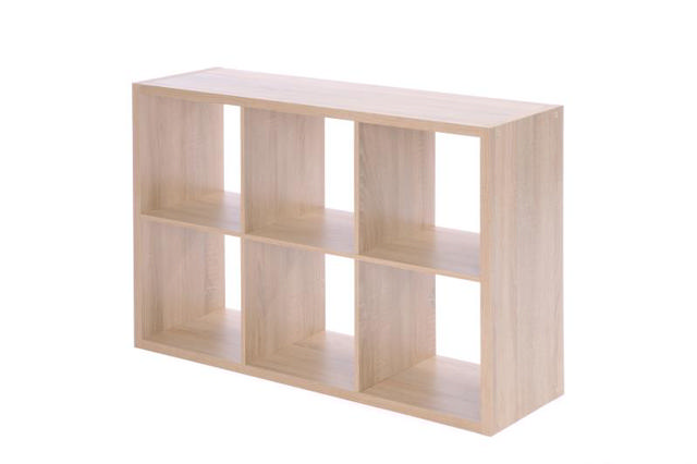 MAX6 SHELF UNIT WITH 6 CUBES OAK 73X107X33CM