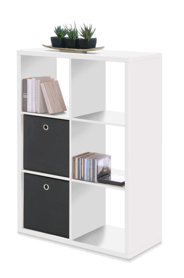 MAX6 SHELF UNIT WITH 6 CUBES WHITE 73X107X33CM