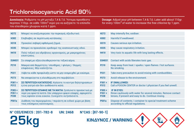 TRICHLORO GRAN CHLORINE 90% 25KG