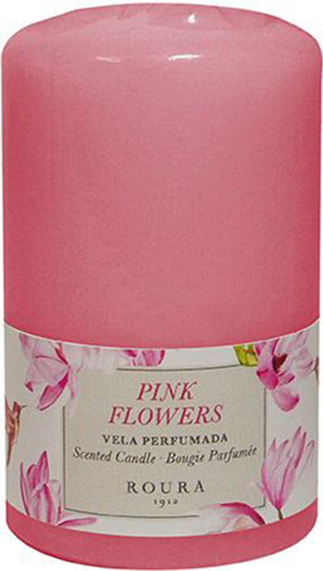 ROURA SCENTED PILLAR CANDLE PINK FLOWERS