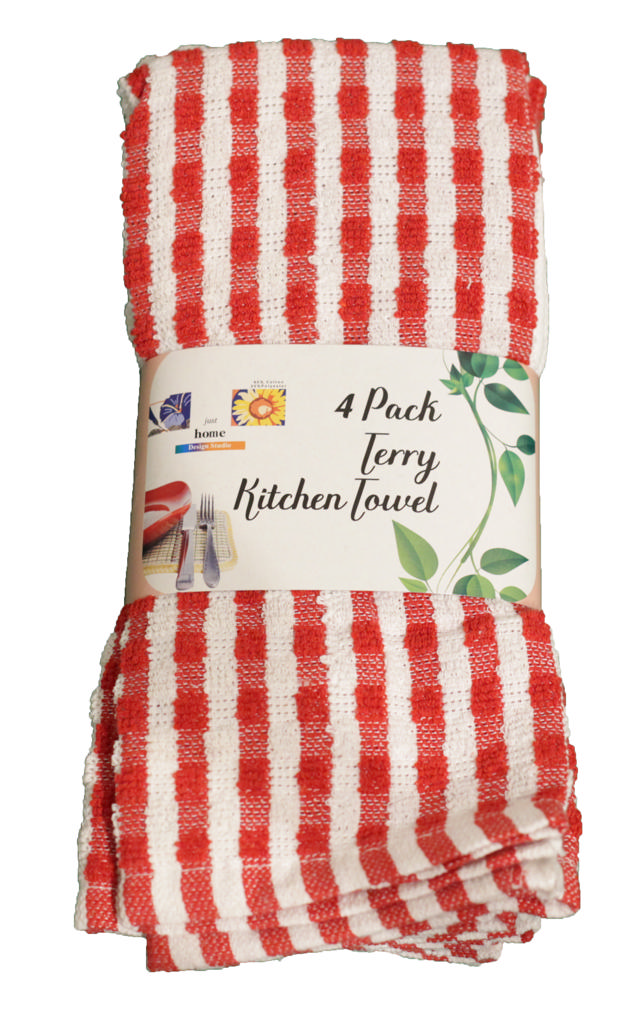 POP CORN KITCHEN TOWELS 4PCS 3 ASSORTED COLORS